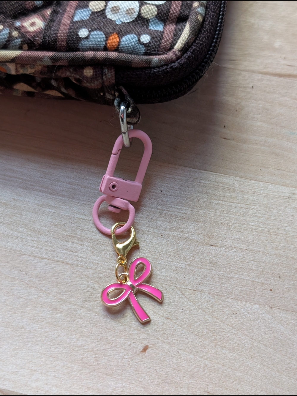 Pink Bow Charm Keychain Clip
